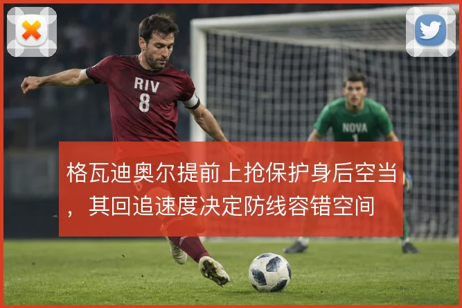格瓦迪奥尔提前上抢保护身后空当，其回追速度决定防线容错空间
