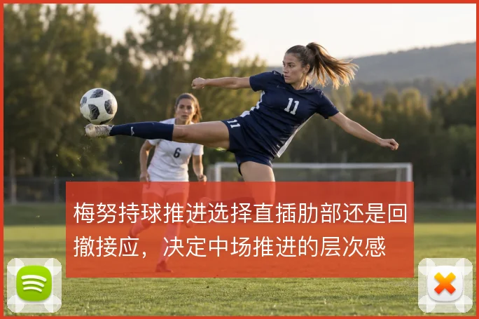 梅努持球推进选择直插肋部还是回撤接应，决定中场推进的层次感